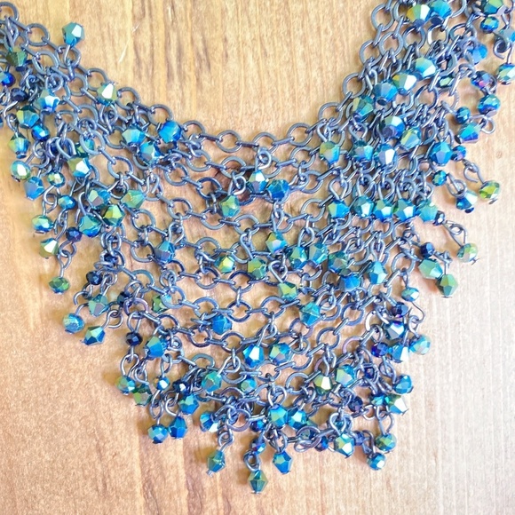 Express Bib Necklace Blues Greens Black - Picture 3 of 5